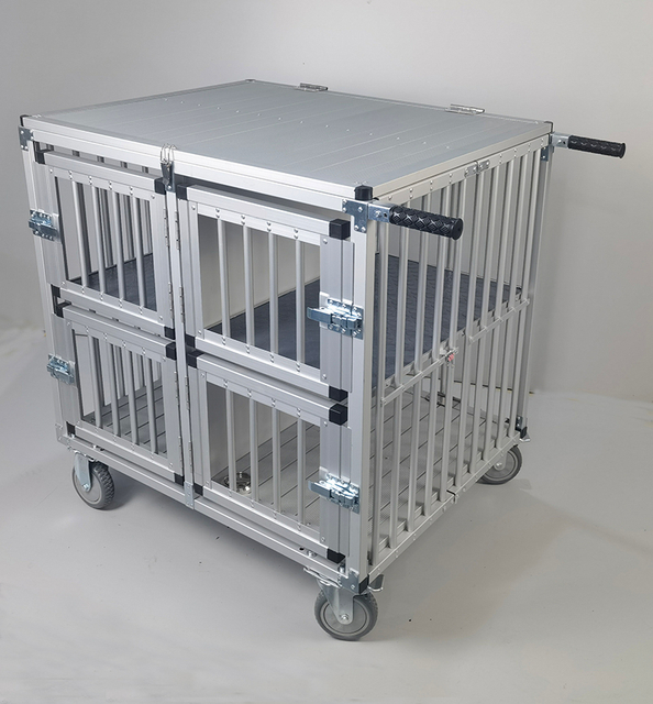 All Aluminium Dog Trolley with Four Doors with Foldable Handle