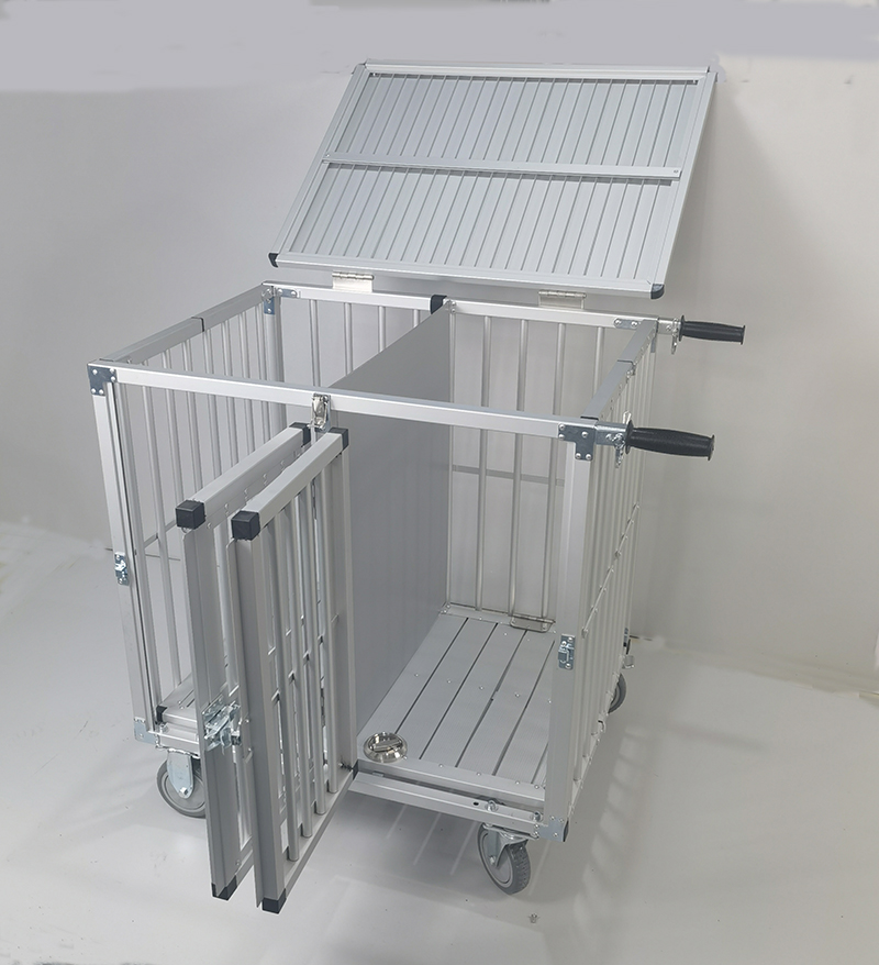 All Aluminium Dog Trolley with Double Doors with Foldable Handle