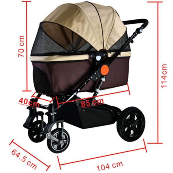 Heavy Duty Dog Stroller Travel Carriage with Zipperless Entry